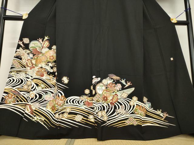 平和屋着物●豪華黒留袖　友禅　作家物　吉祥宝尽くし　やまと誂製　正絹　逸品　AABH7075ck