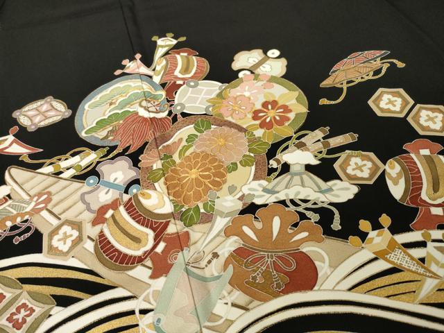 平和屋着物●豪華黒留袖　友禅　作家物　吉祥宝尽くし　やまと誂製　正絹　逸品　AABH7075ck
