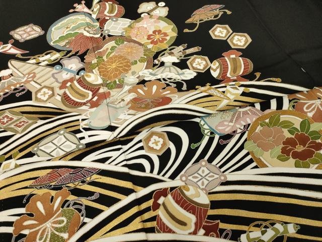 平和屋着物●豪華黒留袖　友禅　作家物　吉祥宝尽くし　やまと誂製　正絹　逸品　AABH7075ck