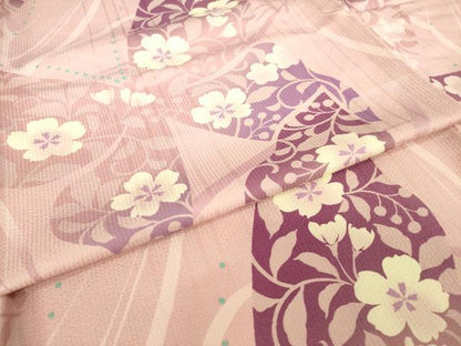 平和屋着物●上質な小紋　花蝶文　正絹　逸品　AABH7076ck