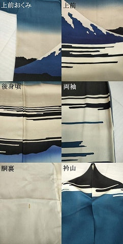 平和屋着物●訪問着　葛飾北斎　富嶽三十六景　武洲玉川　ロング丈　正絹　逸品　AABH7077ck
