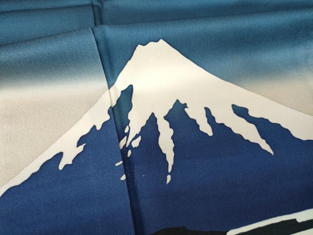平和屋着物●訪問着　葛飾北斎　富嶽三十六景　武洲玉川　ロング丈　正絹　逸品　AABH7077ck