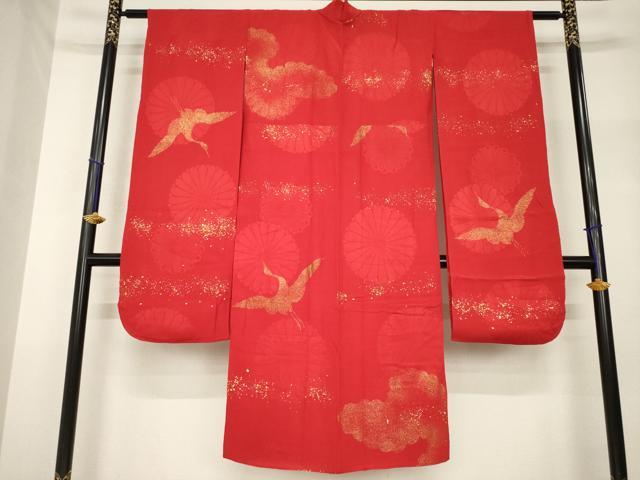 平和屋本店●極上　アンティーク　大正ロマン　長襦袢　袷　花籠地紋　逸品　CZAA5669s6 平和屋着物○極上 アンティーク 大正ロマン 振袖 駒刺繍 松竹梅檜扇花