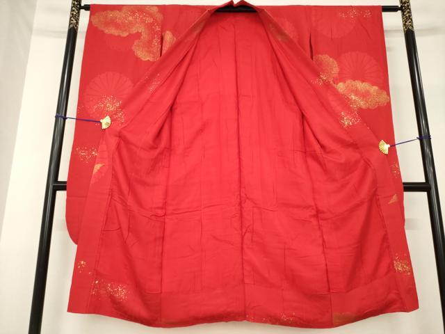 平和屋本店●アンティーク　大正ロマン　振袖　長襦袢（袷）セット　駒刺繍　飛鶴草花文　半衿刺繍　正絹　逸品　DABD9538ud 平和屋着物○アンティーク 大正ロマン 振袖用長襦袢 袷 飛鶴花文 金彩