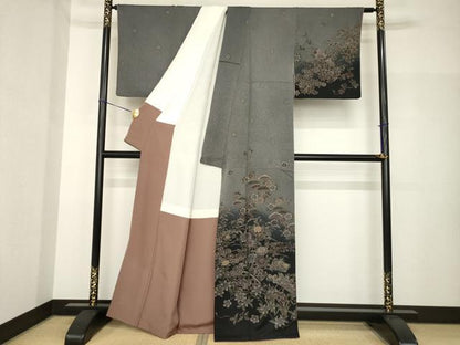 平和屋着物●訪問着　鴛鴦花籬文　金彩　正絹　逸品　AABH7082ck
