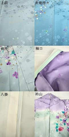 平和屋着物●世界的友禅作家　千地泰弘　振袖　舞花文　金彩　ロング丈　正絹　逸品　AABH7084ck