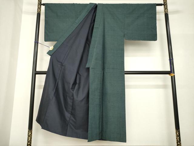 平和屋着物○男性 紬 アンサンブル 幾何学文様 正絹 逸品 AABH7085ck