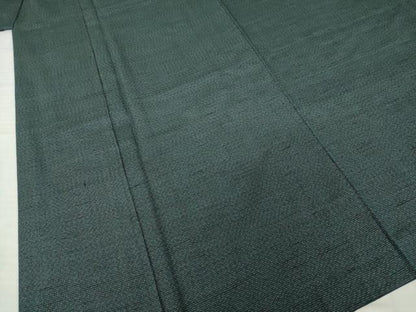 平和屋着物●男性　紬　アンサンブル　幾何学文様　正絹　逸品　AABH7085ck