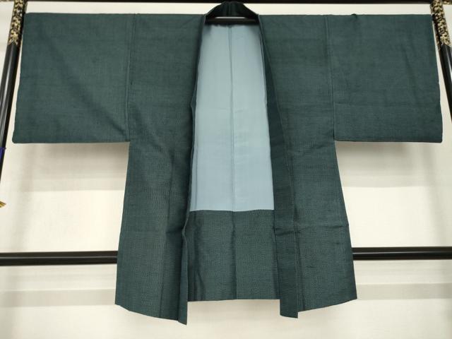 平和屋着物○男性 紬 アンサンブル 幾何学文様 正絹 逸品 AABH7085ck
