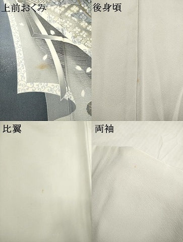 平和屋着物●ブライダルファッションデザイナー・桂由美　色留訪問着　花鳥鼓文　暈し染め　金銀彩　正絹　逸品　AABH7086ck