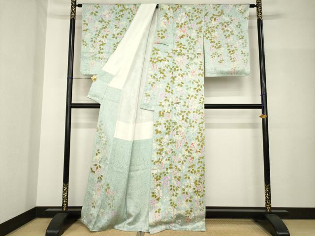 平和屋着物●京友禅　柘植秀男　小紋　草花文　鈴乃屋扱い　正絹　逸品　AABH7090ck
