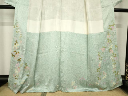平和屋着物●京友禅　柘植秀男　小紋　草花文　鈴乃屋扱い　正絹　逸品　AABH7090ck