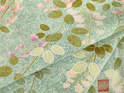 平和屋着物●京友禅　柘植秀男　小紋　草花文　鈴乃屋扱い　正絹　逸品　AABH7090ck