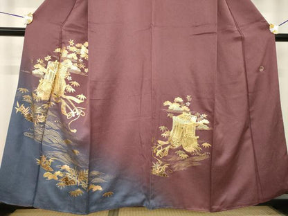 平和屋着物●TOKI志すい キモノモードオリジナルブランド　訪問着　御所車花文　暈し染め　金彩　金通し地　正絹　逸品　AABH7092ck