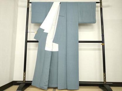 平和屋着物●階堂真助　色無地　藍鼠色　正絹　逸品　AABH7093ck