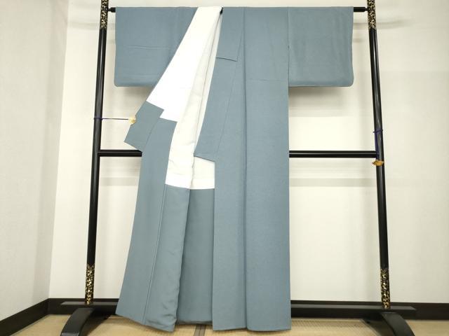 平和屋着物●階堂真助　色無地　藍鼠色　正絹　逸品　AABH7093ck