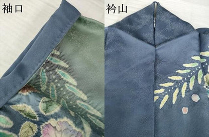 平和屋着物●訪問着　辻が花　絞り　舞花文　暈し染め　金通し地　正絹　逸品　AABH7094ck