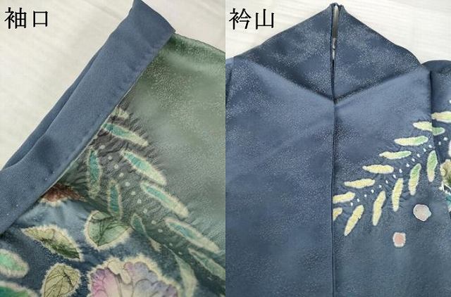 平和屋着物●訪問着　辻が花　絞り　舞花文　暈し染め　金通し地　正絹　逸品　AABH7094ck