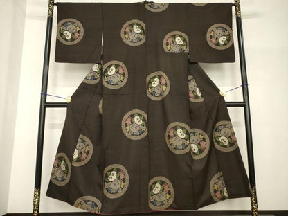 平和屋着物●アンティーク大島　本場大島紬　橘丸文　正絹　逸品　AABH7095ck