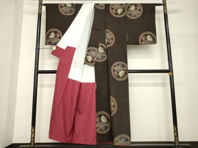 平和屋着物●アンティーク大島　本場大島紬　橘丸文　正絹　逸品　AABH7095ck