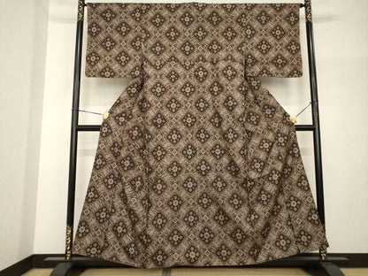 平和屋着物●アンティーク大島　本場大島紬　花菱文　正絹　逸品　AABH7097ck