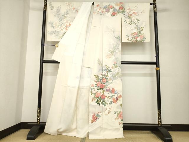 平和屋着物●訪問着　友禅　鴛鴦花文　正絹　逸品　AABH7099ck
