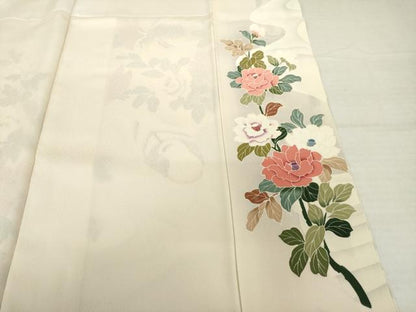 平和屋着物●訪問着　友禅　鴛鴦花文　正絹　逸品　AABH7099ck
