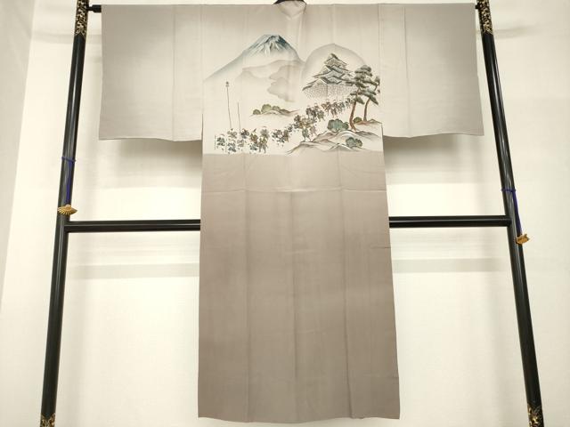 平和屋着物●男性　長襦袢　無双仕立て　手描き　人物風景文　金彩　正絹　逸品　AABH7103ck 平和屋着物○男性 長襦袢 無双仕立て 手描き 人物風景文 金彩 正絹