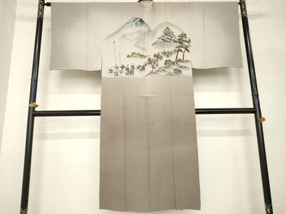 平和屋着物●男性　長襦袢　無双仕立て　手描き　人物風景文　金彩　正絹　逸品　AABH7103ck