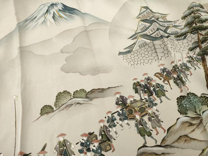 平和屋着物●男性　長襦袢　無双仕立て　手描き　人物風景文　金彩　正絹　逸品　AABH7103ck