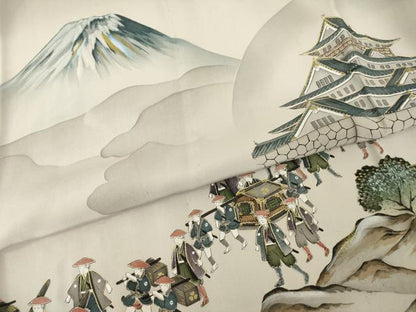 平和屋着物●男性　長襦袢　無双仕立て　手描き　人物風景文　金彩　正絹　逸品　AABH7103ck