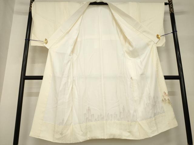 平和屋着物●長襦袢　袷　手描き　風景文　正絹　逸品　AABH7104ck 平和屋着物○長襦袢 袷 手描き 風景文 正絹 逸品 AABH7104ck