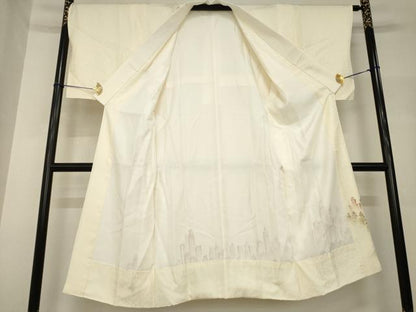 平和屋着物●長襦袢　袷　手描き　風景文　正絹　逸品　AABH7104ck