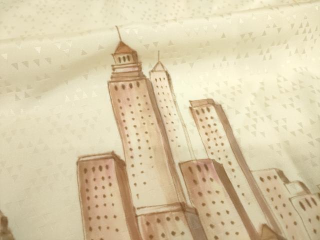 平和屋着物●長襦袢　袷　手描き　風景文　正絹　逸品　AABH7104ck 平和屋着物○長襦袢 袷 手描き 風景文 正絹 逸品 AABH7104ck
