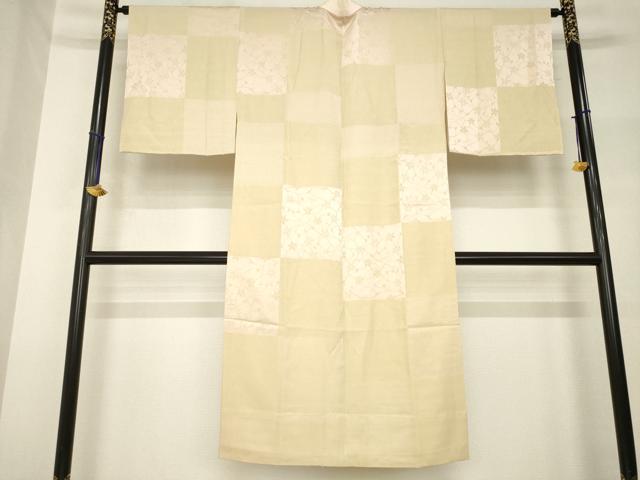 平和屋着物●長襦袢　無双仕立て　市松花蔦草文　やまと誂製　半衿刺繍　正絹　逸品　未使用　AABH7105ck 平和屋着物○長襦袢 無双仕立て 市松花蔦草文 やまと誂製 半