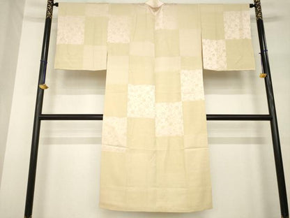 平和屋着物●長襦袢　無双仕立て　市松花蔦草文　やまと誂製　半衿刺繍　正絹　逸品　未使用　AABH7105ck