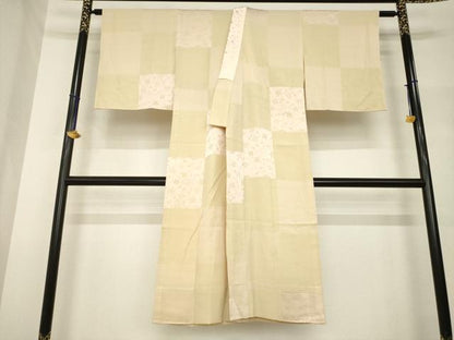 平和屋着物●長襦袢　無双仕立て　市松花蔦草文　やまと誂製　半衿刺繍　正絹　逸品　未使用　AABH7105ck