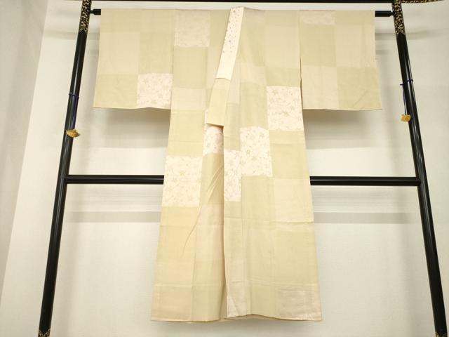 平和屋着物●長襦袢　無双仕立て　市松花蔦草文　やまと誂製　半衿刺繍　正絹　逸品　未使用　AABH7105ck