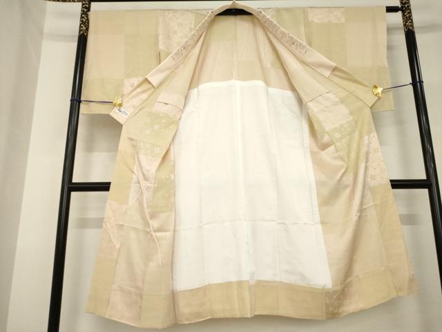 平和屋着物●長襦袢　無双仕立て　市松花蔦草文　やまと誂製　半衿刺繍　正絹　逸品　未使用　AABH7105ck 平和屋着物○長襦袢 無双仕立て 市松花蔦草文 やまと誂製 半