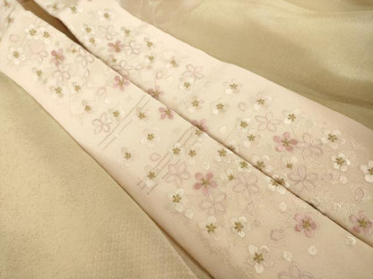 平和屋着物●長襦袢　無双仕立て　市松花蔦草文　やまと誂製　半衿刺繍　正絹　逸品　未使用　AABH7105ck