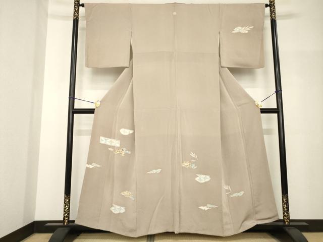 平和屋着物●訪問着　手描き　七宝花文　鬼しぼ縮緬　松坂屋別誂　正絹　逸品　AABH7107ck
