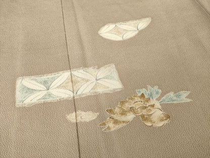 平和屋着物●訪問着　手描き　七宝花文　鬼しぼ縮緬　松坂屋別誂　正絹　逸品　AABH7107ck