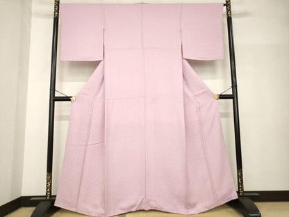 平和屋着物●上質な色無地　鴇色　正絹　逸品　AABH7112ck