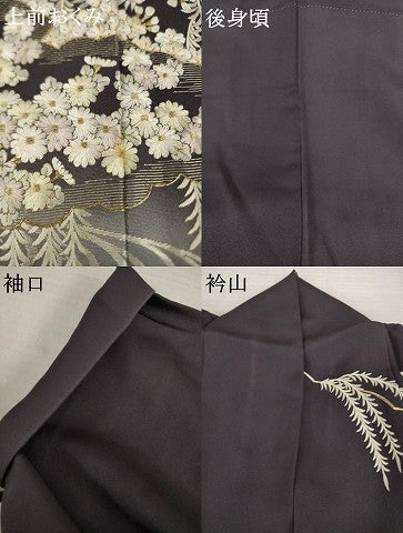 平和屋着物●訪問着　総刺繍　流水枝垂れ桜文　金糸　正絹　逸品　AABH7114ck 平和屋着物○訪問着 総刺繍 流水枝垂れ桜文 金糸 正絹 逸品 AABH7114ck