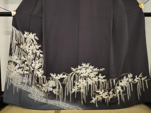 平和屋着物○訪問着 総刺繍 流水枝垂れ桜文 金糸 正絹 逸品 AABH7114ck
