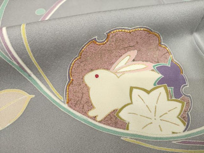 平和屋着物●訪問着　友禅　雪輪兎文　正絹　逸品　未使用　AABH7115ck