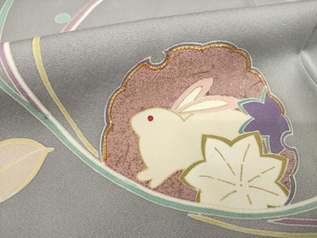 平和屋着物●訪問着　友禅　雪輪兎文　正絹　逸品　未使用　AABH7115ck