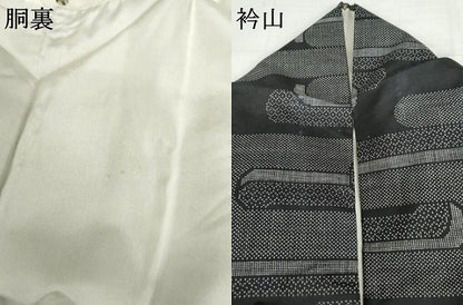 平和屋着物●本場大島紬　一元絣　吉祥エ霞文　黒地　正絹　逸品　AABH7121cs