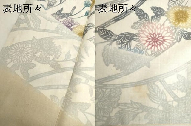 平和屋着物●江戸紅型　結城紬　訪問着　草花文　証紙付き　正絹　逸品　AABH7125cs