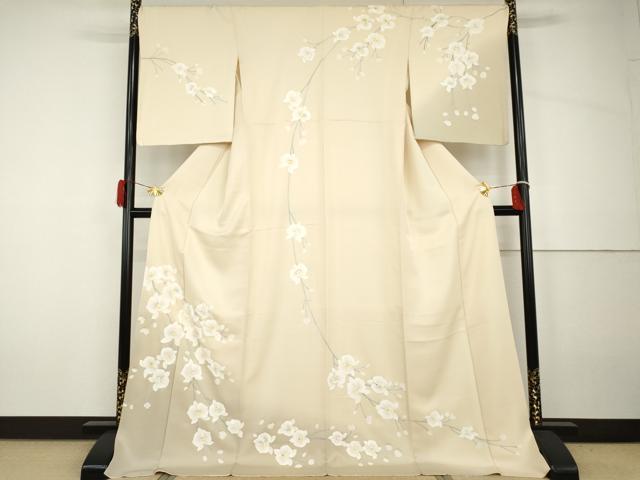 平和屋着物●訪問着　手描き　胡蝶蘭　暈し染め　ロング丈　正絹　逸品　AABH7126cs